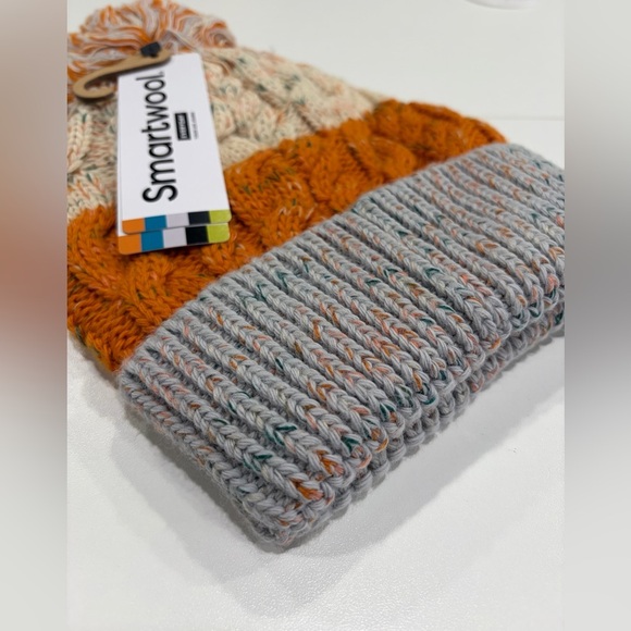 SmartWool Isto Retro Beanie Hat Merino Wool Marmalade Orange NWT Adult Cable main image 4